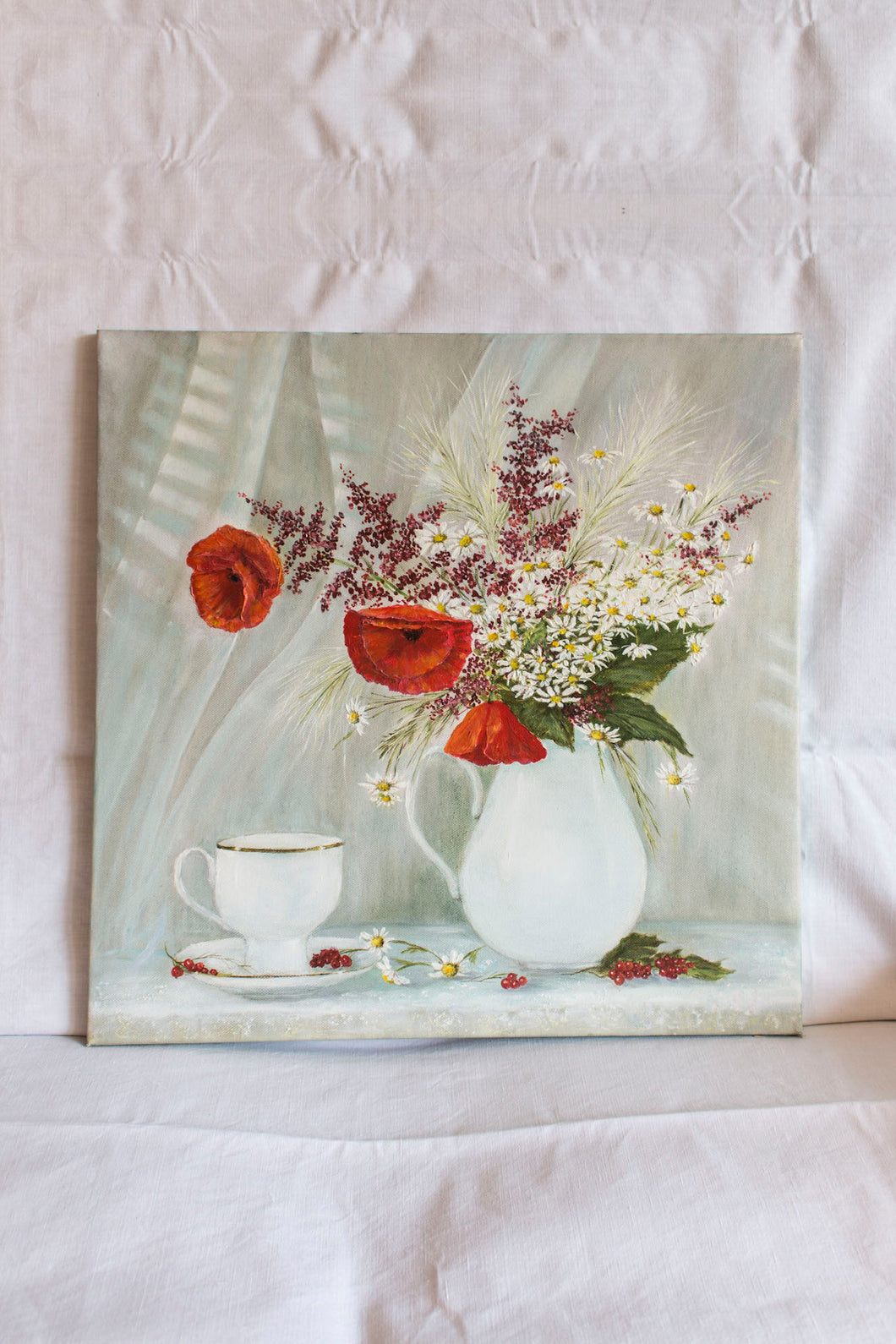 Maiblumenstrauß mit Mohnblumen